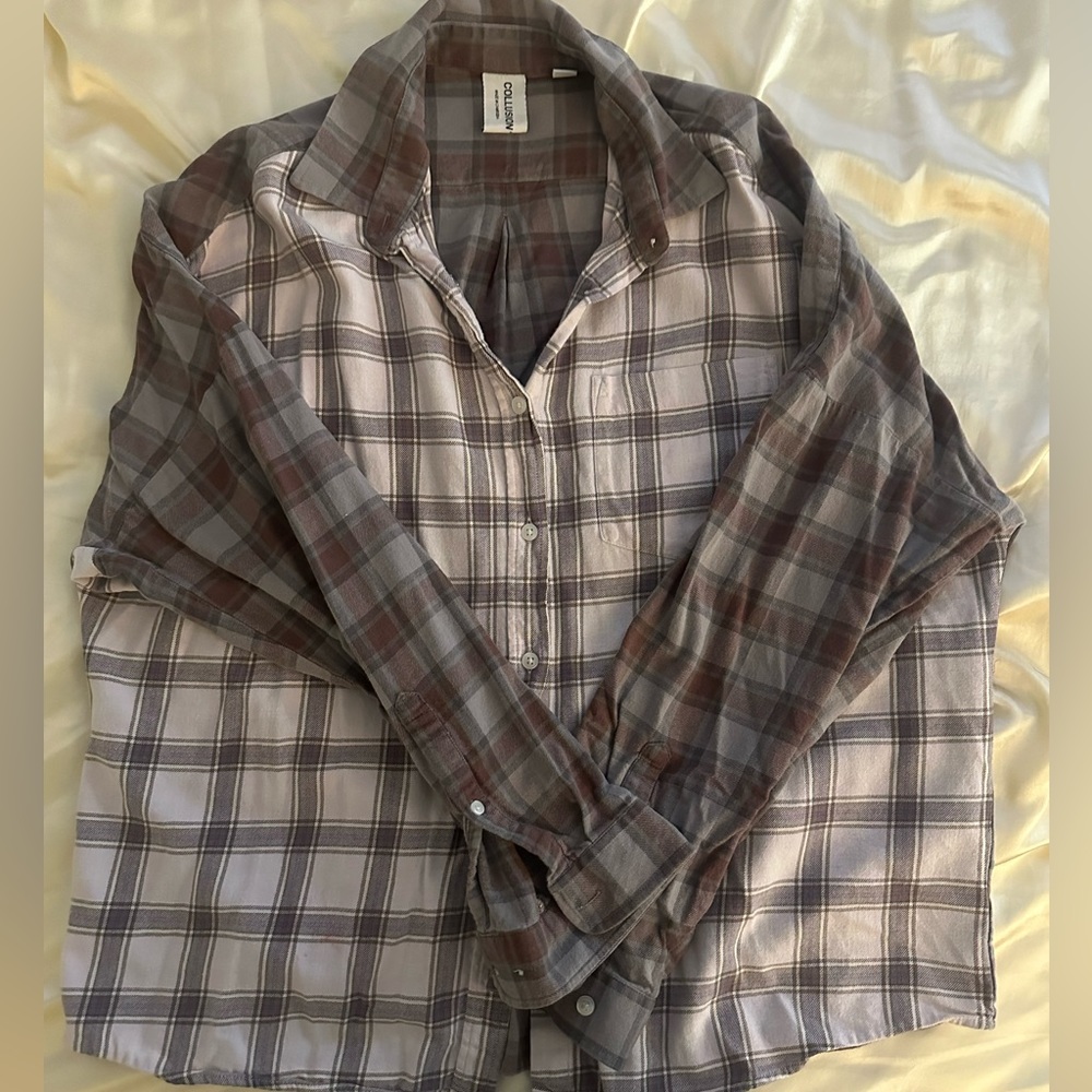ASOS COLLUSION Unisex oversized skater plaid shirt in gray